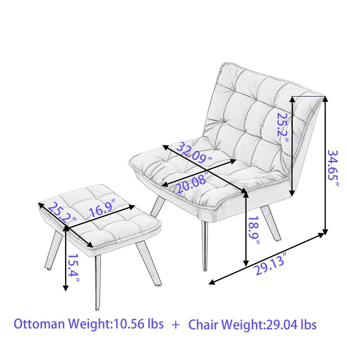 Soft Velvet Accent Chair with Ottoman A477128