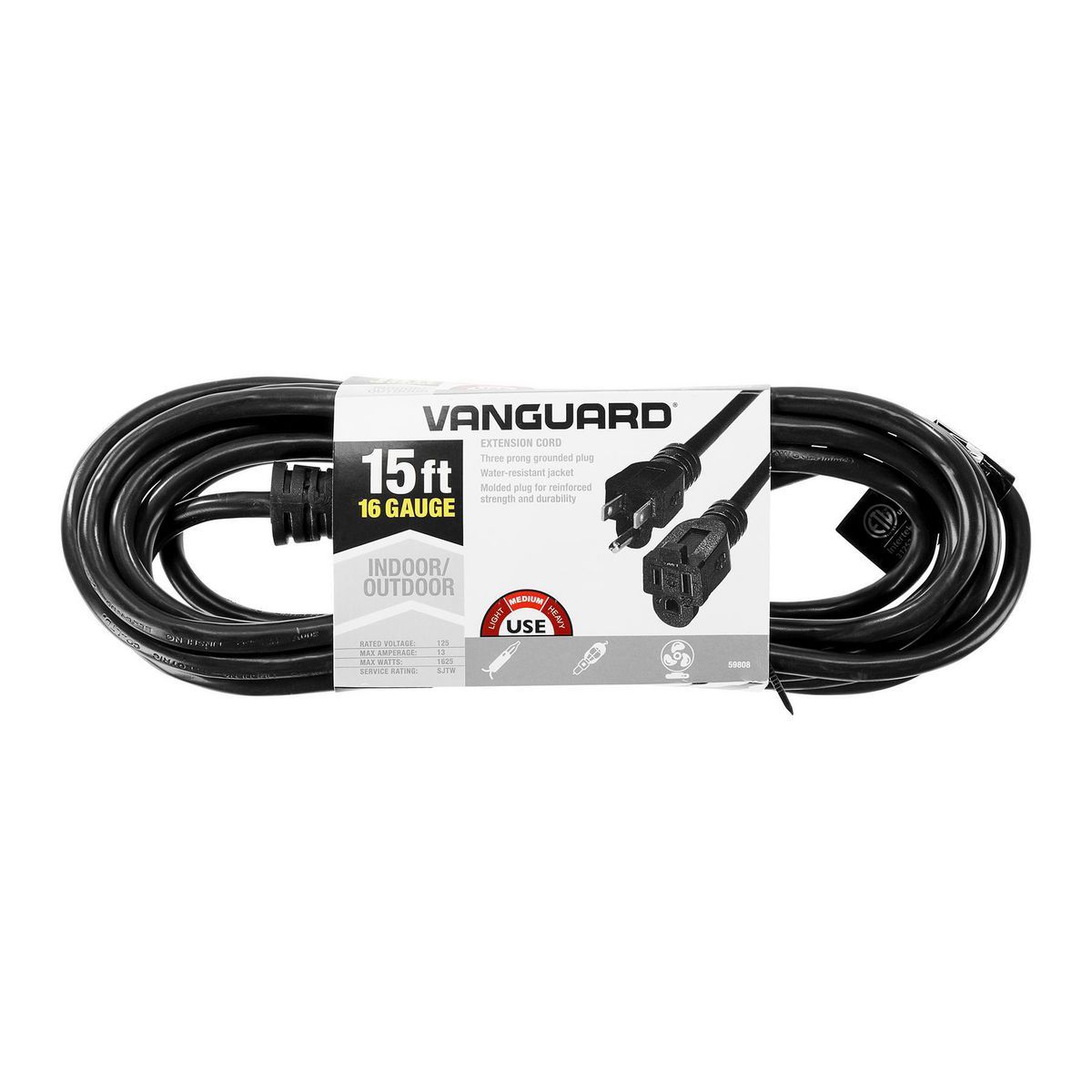 Black 15 ft. Indoor/Outdoor Extension Cord N3299