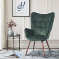 Green Velvet Wingback Accent Chair with Tufted Backrest H134054