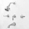 Polished Chrome Three Valve Tub and Shower Trim with Georgian Handles N5862