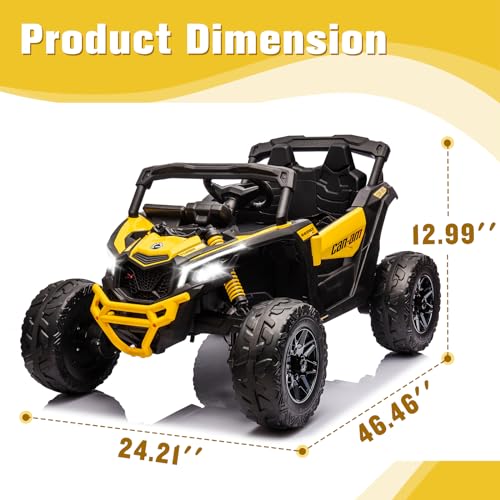 Orange 24V Ride On Toys UTV for Kids 2 Seats Remote Control 4 Wheeler Quad Off-Road 7AH Battery Powered 2WD/4WD H878