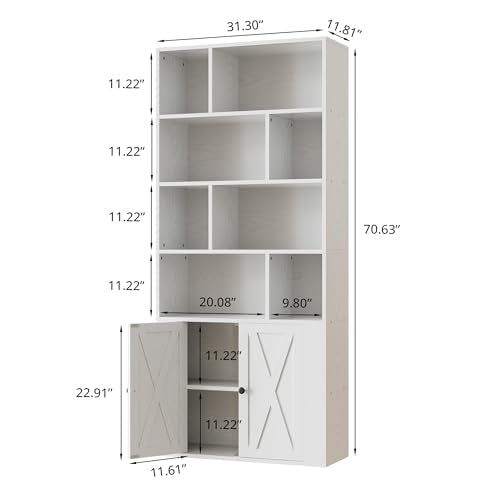Tall Bookshelf with Doors and 8 Open Cubes B282883