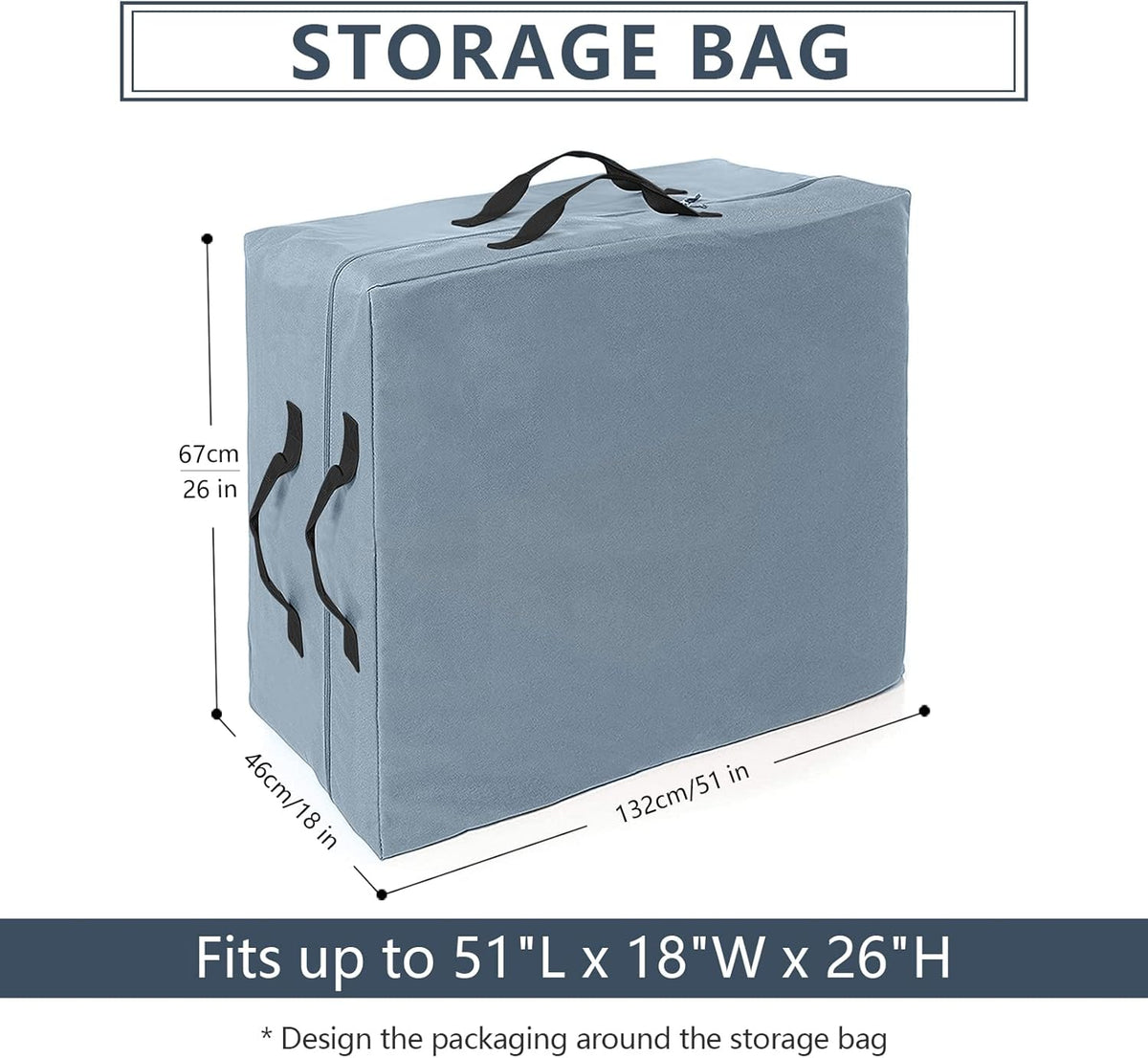 Grey Storage Bag with Two Handles and Zippers T199