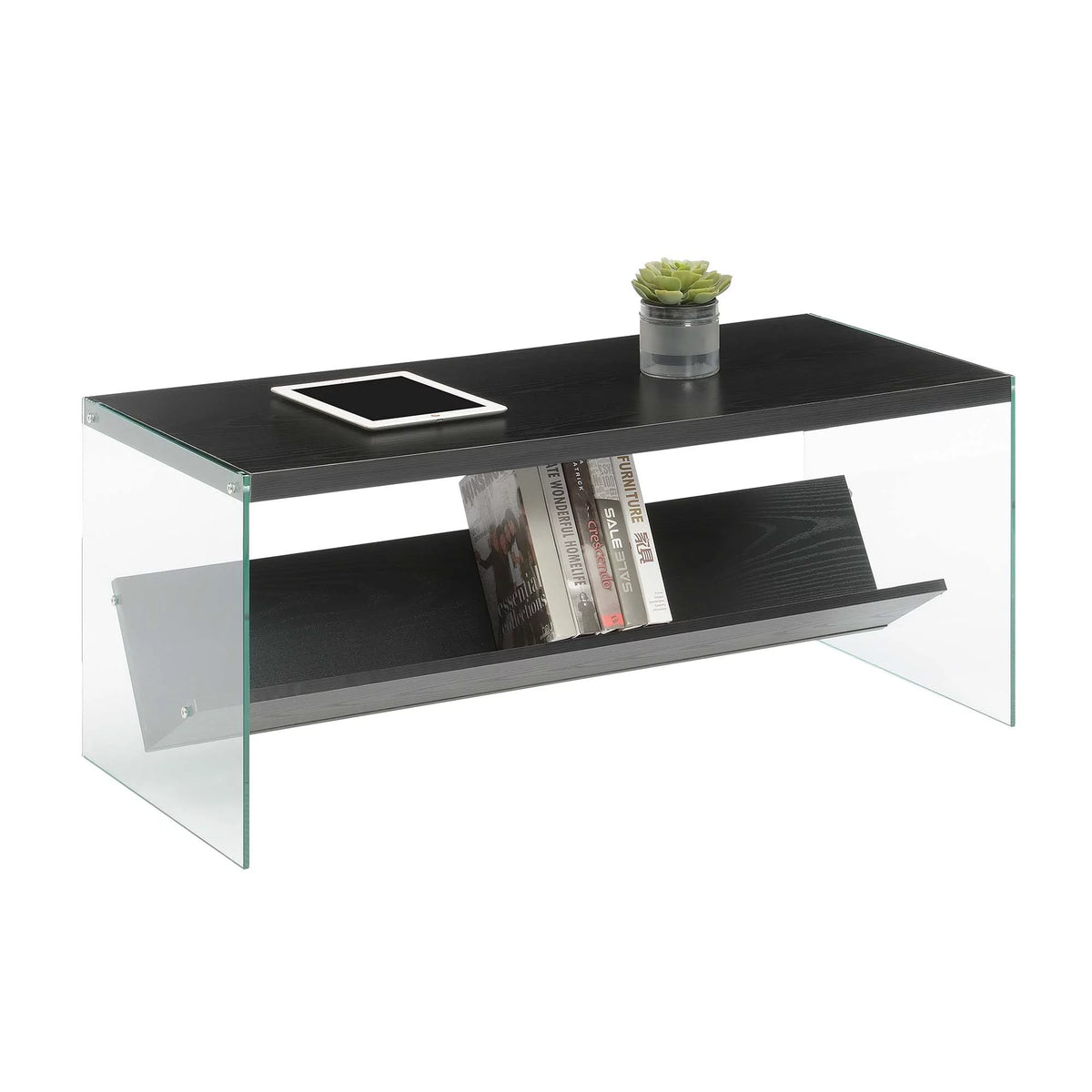 Black Coffee Table with Shelf F177