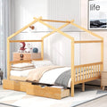 Full Size Solid Wood Platform Bed Frame with 2 Storage Drawers I6497