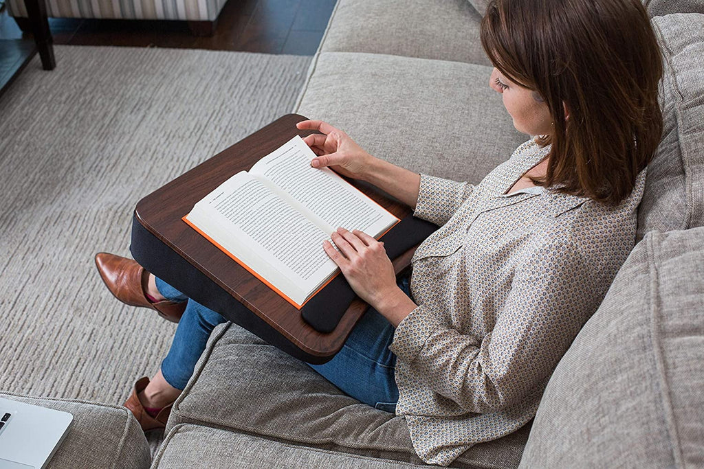 Memory Foam Lap Desk with Wrist Rest, Fits 17" Laptops, Black Wood Top R63793