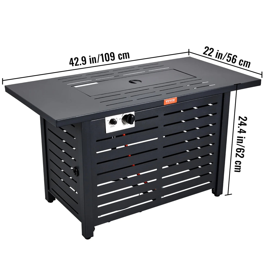 43" Outdoor Propane Gas Fire Pit Table with Glass Tabletop & lid T22032