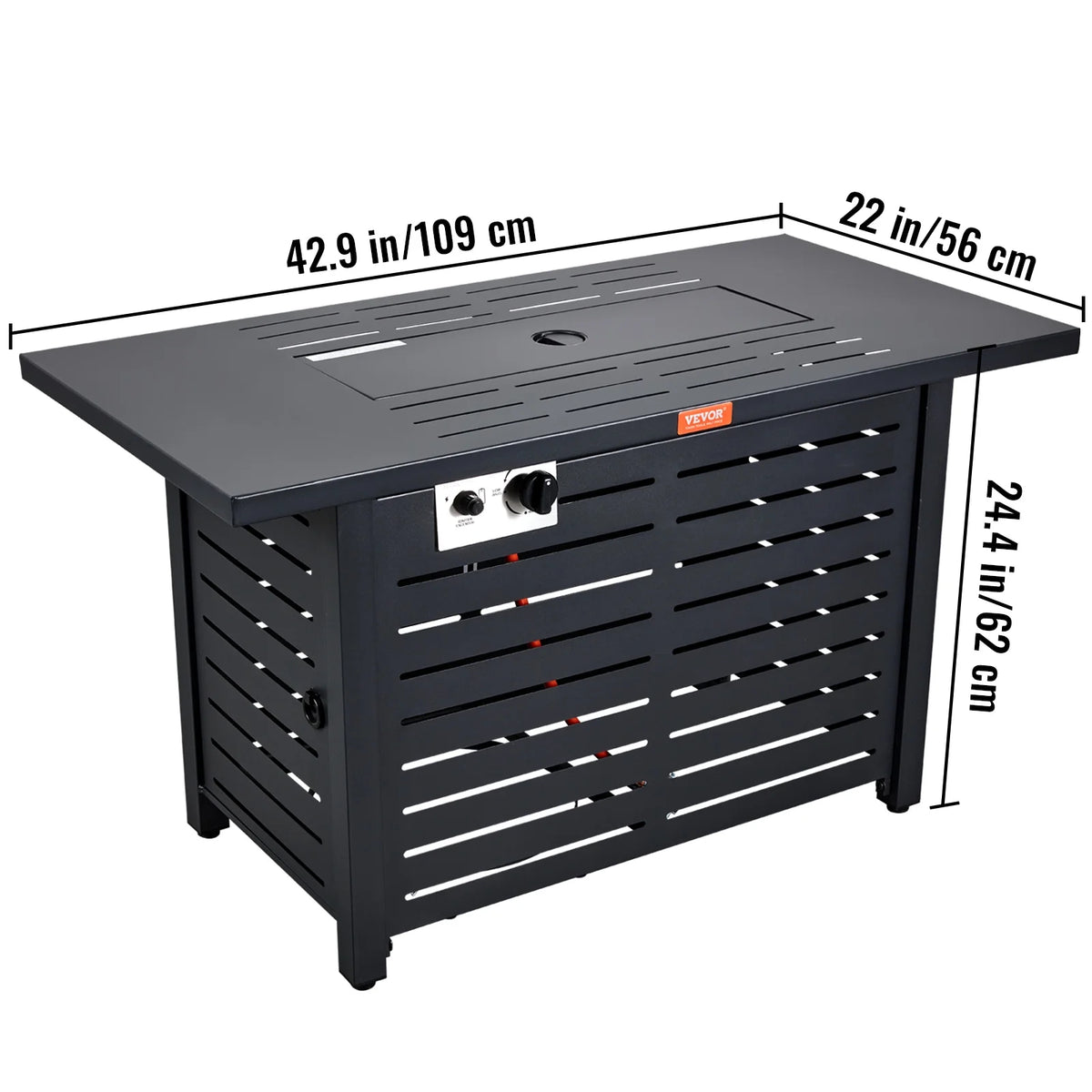 43" Outdoor Propane Gas Fire Pit Table with Glass Tabletop & lid T22032