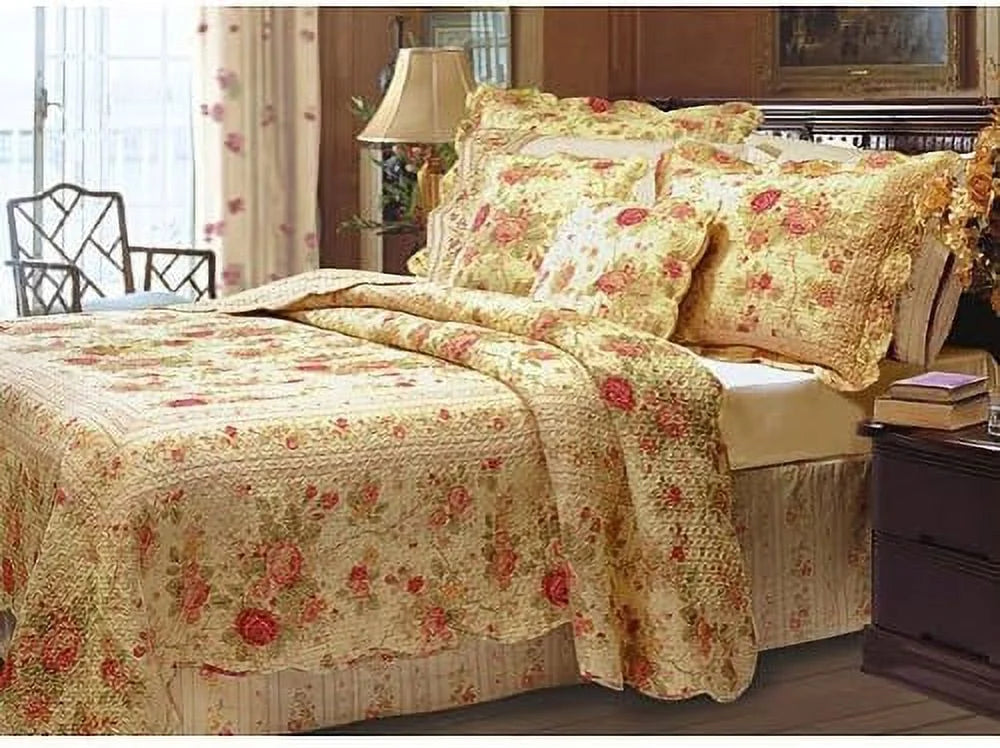 Queen Rose Bedding Quilt Set R15242