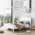 White Wood Queen Size Canopy Platform Bed B7285