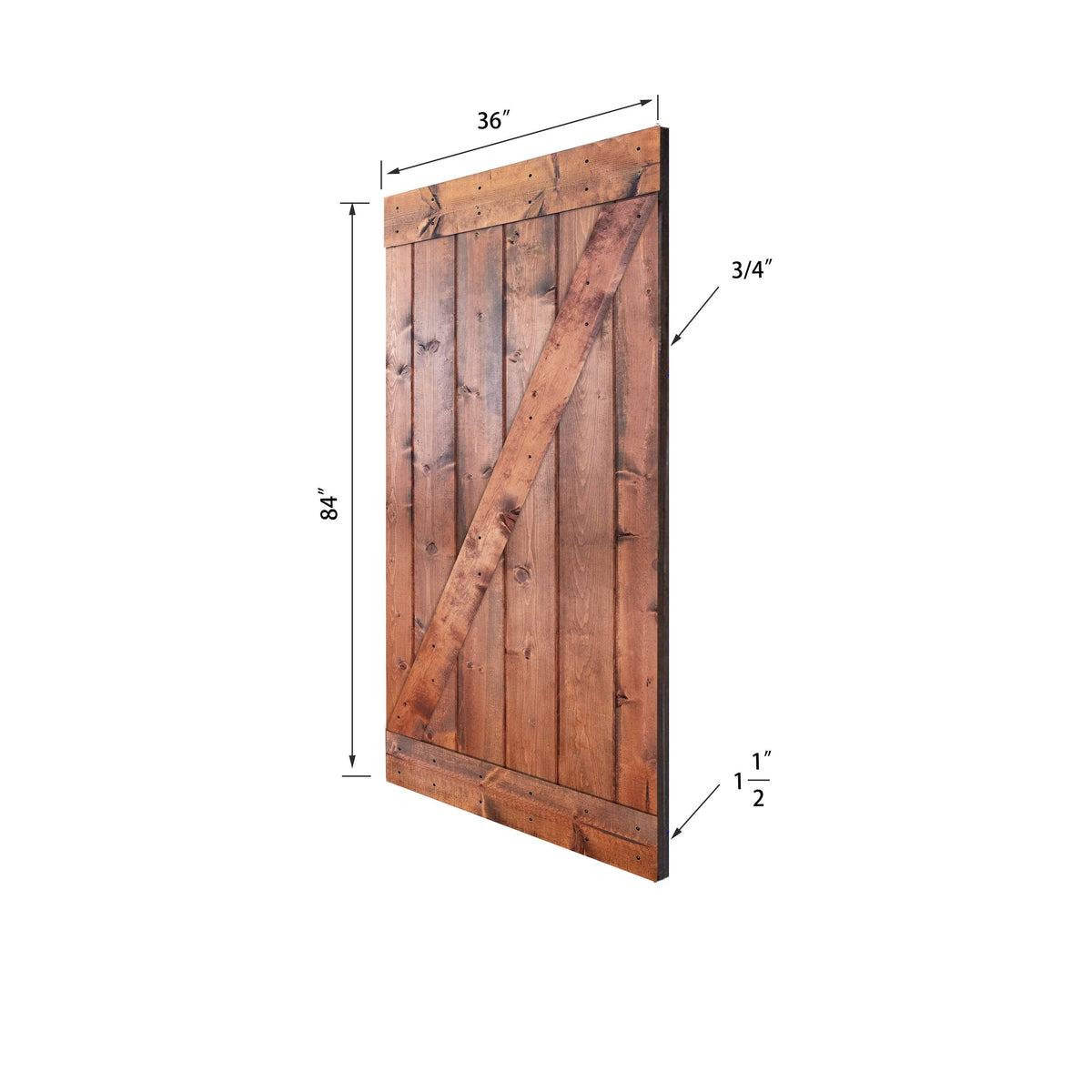Paneled Wood Barn Door with Installation Hardware Kit X7235