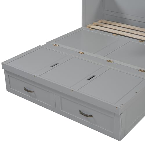 Full Size Murphy Bed Chest with USB Charging Station and Storage Drawer C4875