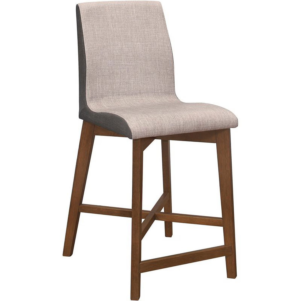 Upholstered Counter Height Stool in Gray-Walnut P5307
