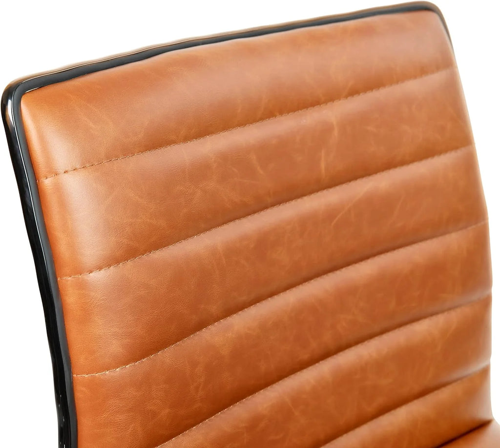 Brown Ribbed Swivel Office Chair S355