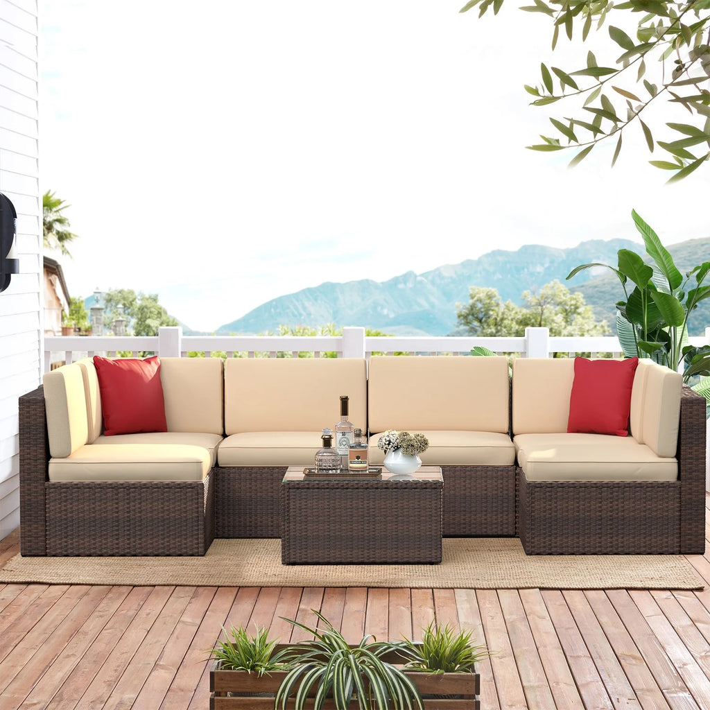 8 PCS Outdoor Patio Furniture Set with Fire Pit Table H405497