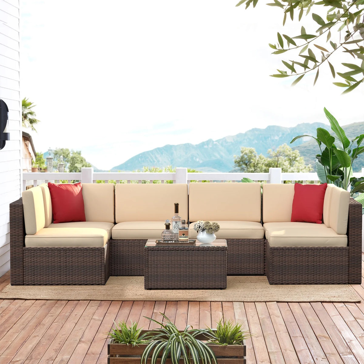 8 PCS Outdoor Patio Furniture Set with Fire Pit Table H405497