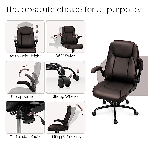 Ergonomic High Back Office Chair with Flip-up Arms J668551