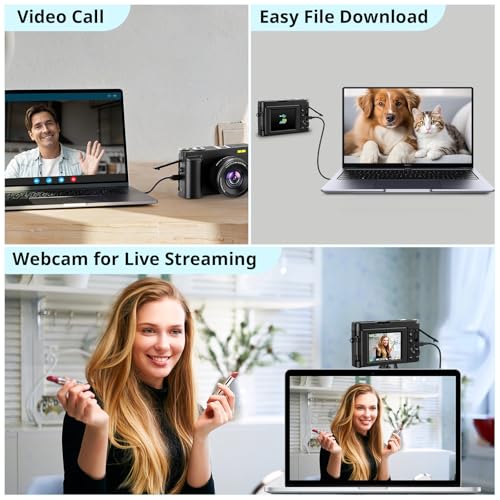 4K 48MP Compact Digital Camera with 16X Zoom, Black H340