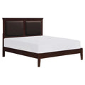 Cherry Wood and Faux Leather Full Bed X7044