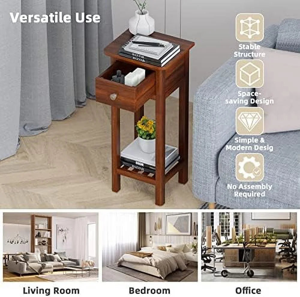 Narrow End Table Set of 2 with Drawer X4850