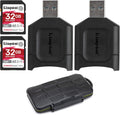 32GB Canvas React Plus V90 UHS-II SDXC Card with SD Card Reader and Memory Case Bundle (3 Items) K9800