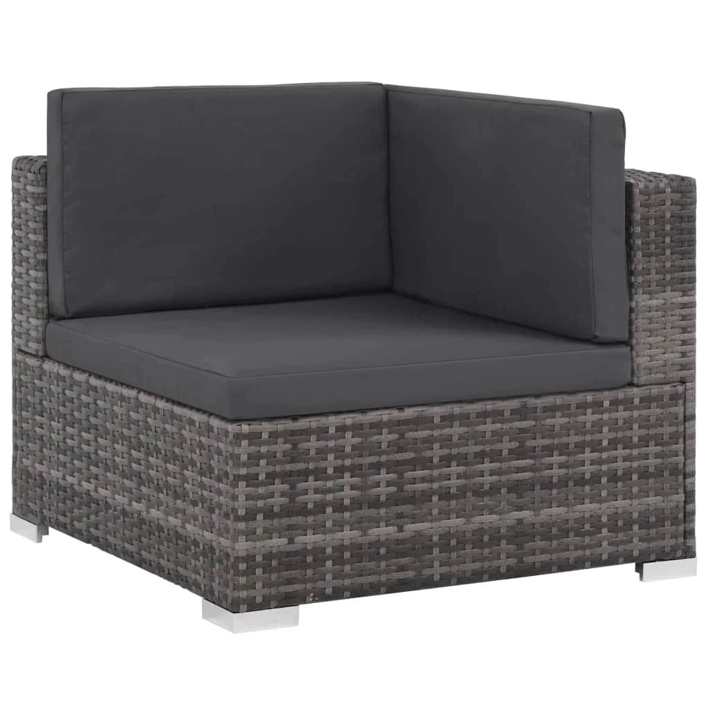 8 Piece Gray Poly Rattan Outdoor Sectional Sofa Set with Ottoman and Coffee Table K11619