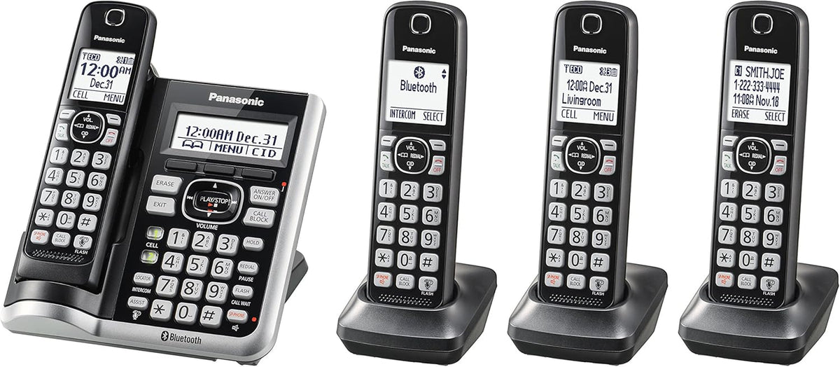 Black Cordless Phone System with 5 Handsets P7710