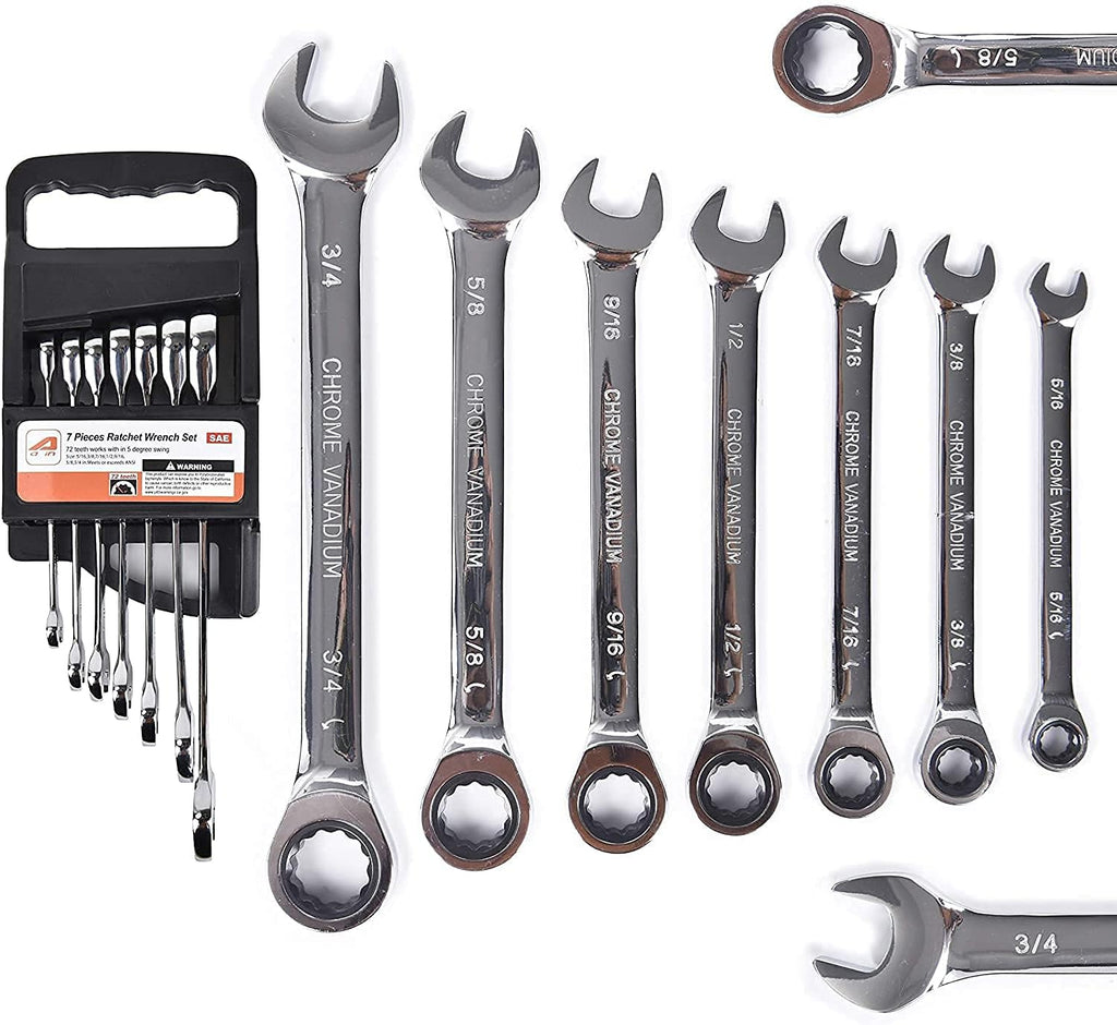 7pc SAE Combination Ratcheting Wrench Set P37455