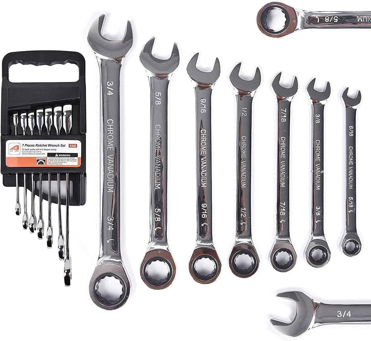 7pc SAE Combination Ratcheting Wrench Set P37455