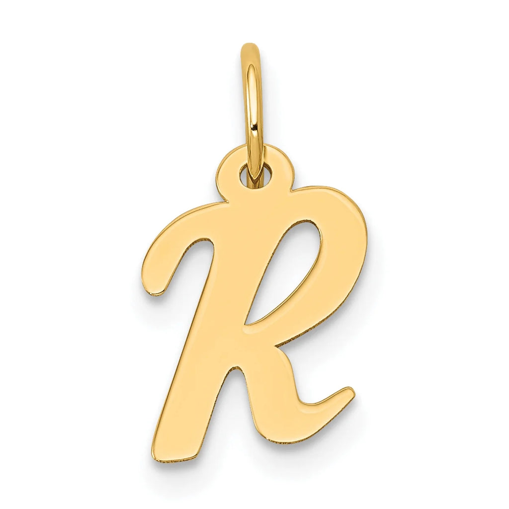 14K Yellow Gold Letter R Initial Pendant Charm V8078