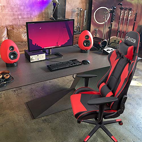 White Ergonomic Leather Gaming Chair with Headrest and Lumbar Support E632568