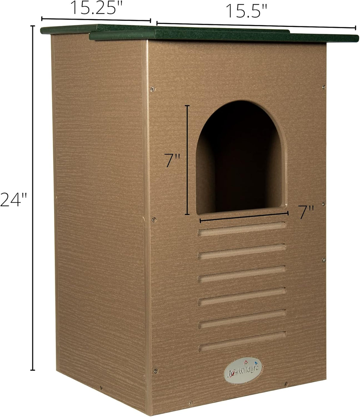 Recycled Poly Lumber Barred Owl Nesting Box with Mounting Hardware and Pine Shavings I18135