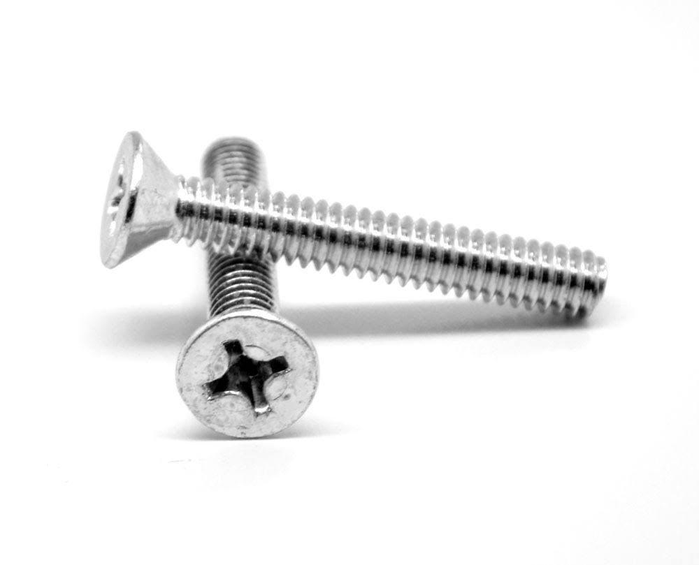 8-32 x 3/8 Coarse Thread Machine Screw Phillips Flat Head 100 Degree Low Carbon Steel Zinc Plated Pk 10000 J664