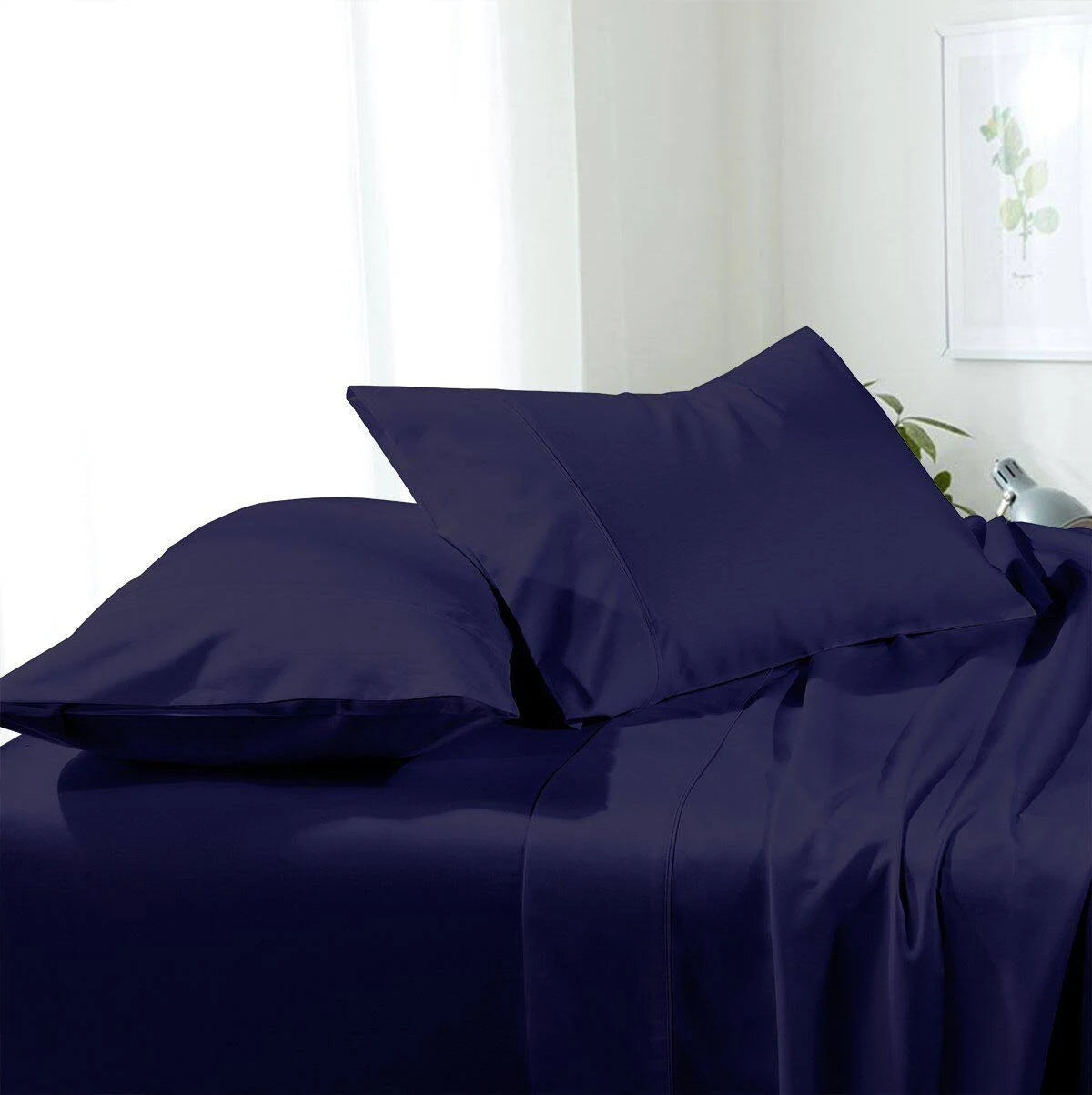 Navy Microfiber Split California King Sheets Q310070