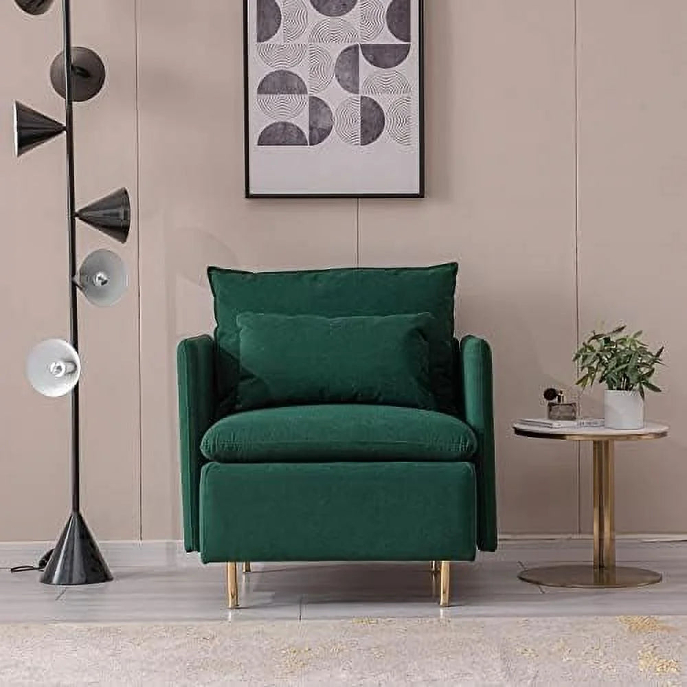 Yellow Linen Fabric Accent Armchair with Pillow I740296