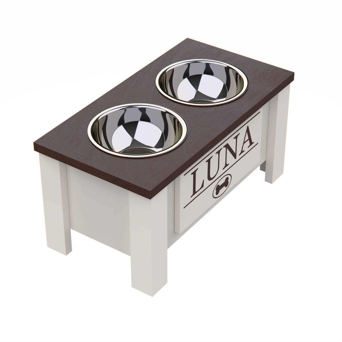 Personalized Elevated Dog Bowl Stand with Internal Storage L30991