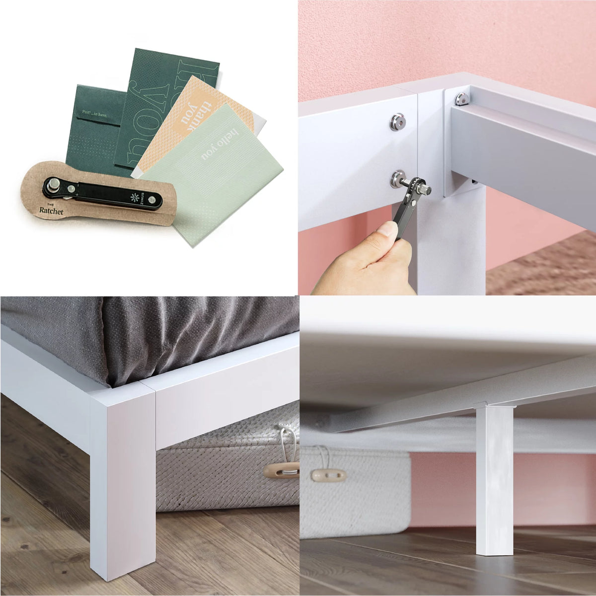 White Metal Platform Bed Frame, Queen X8560