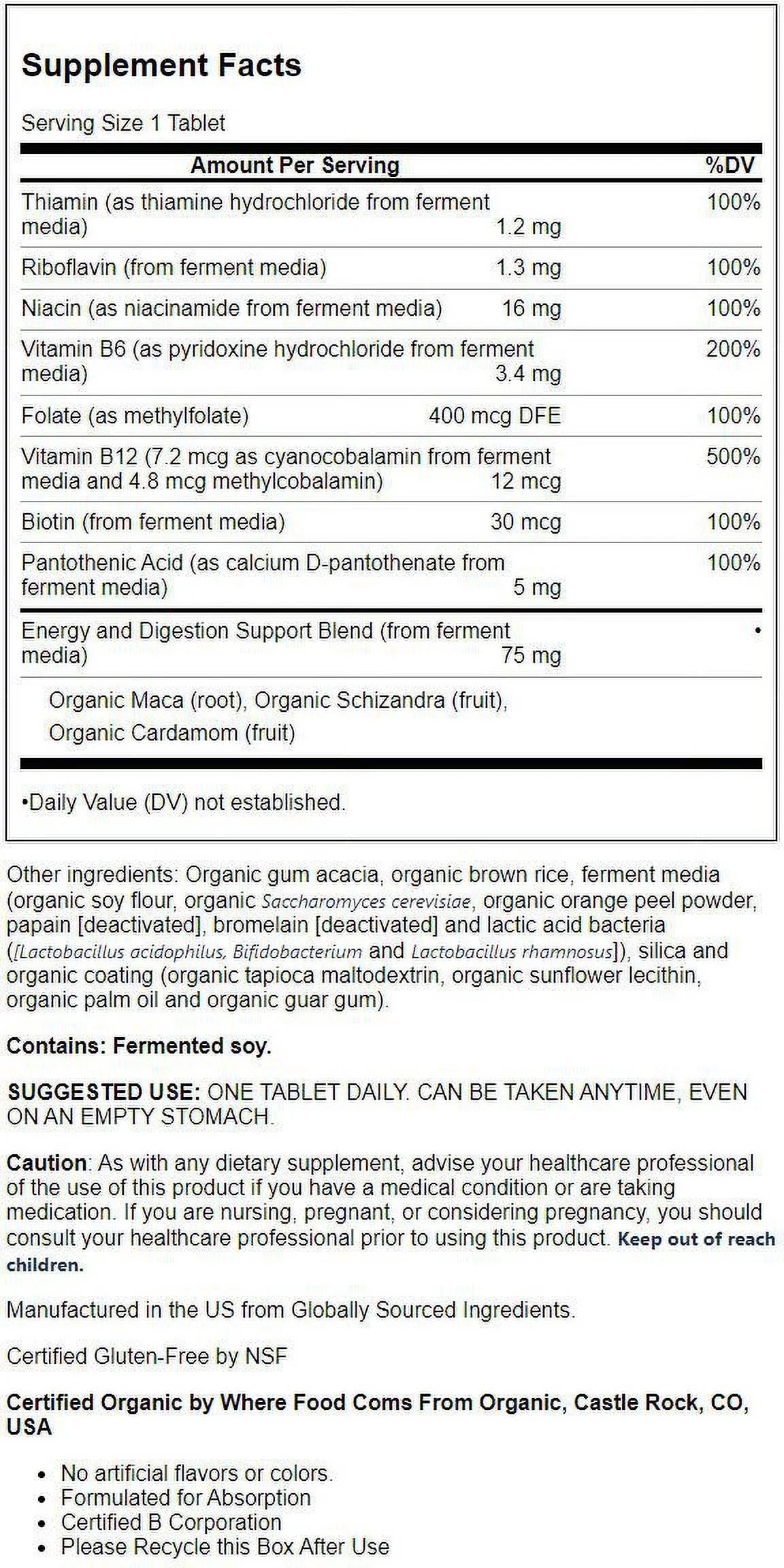 Fermented Coenzyme B Complex 90 Vegan Tablets P990
