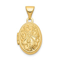 11mm 10k Yellow Gold Beaded Scroll Oval Photo Locket Pendant Necklace L6543