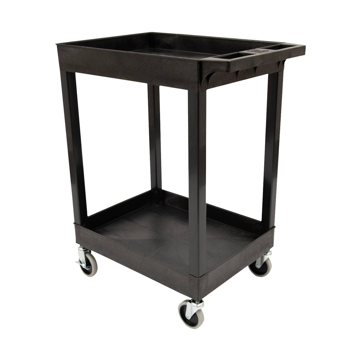 Black Two Shelf Plastic Utility Tub Cart J5682