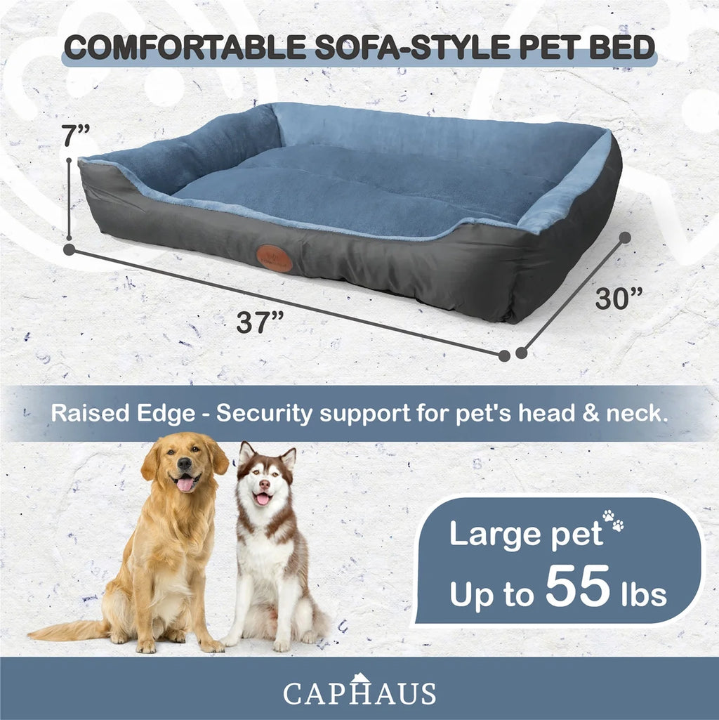 Blue Brown Gray Dog Bolster Couch Bed Z6057