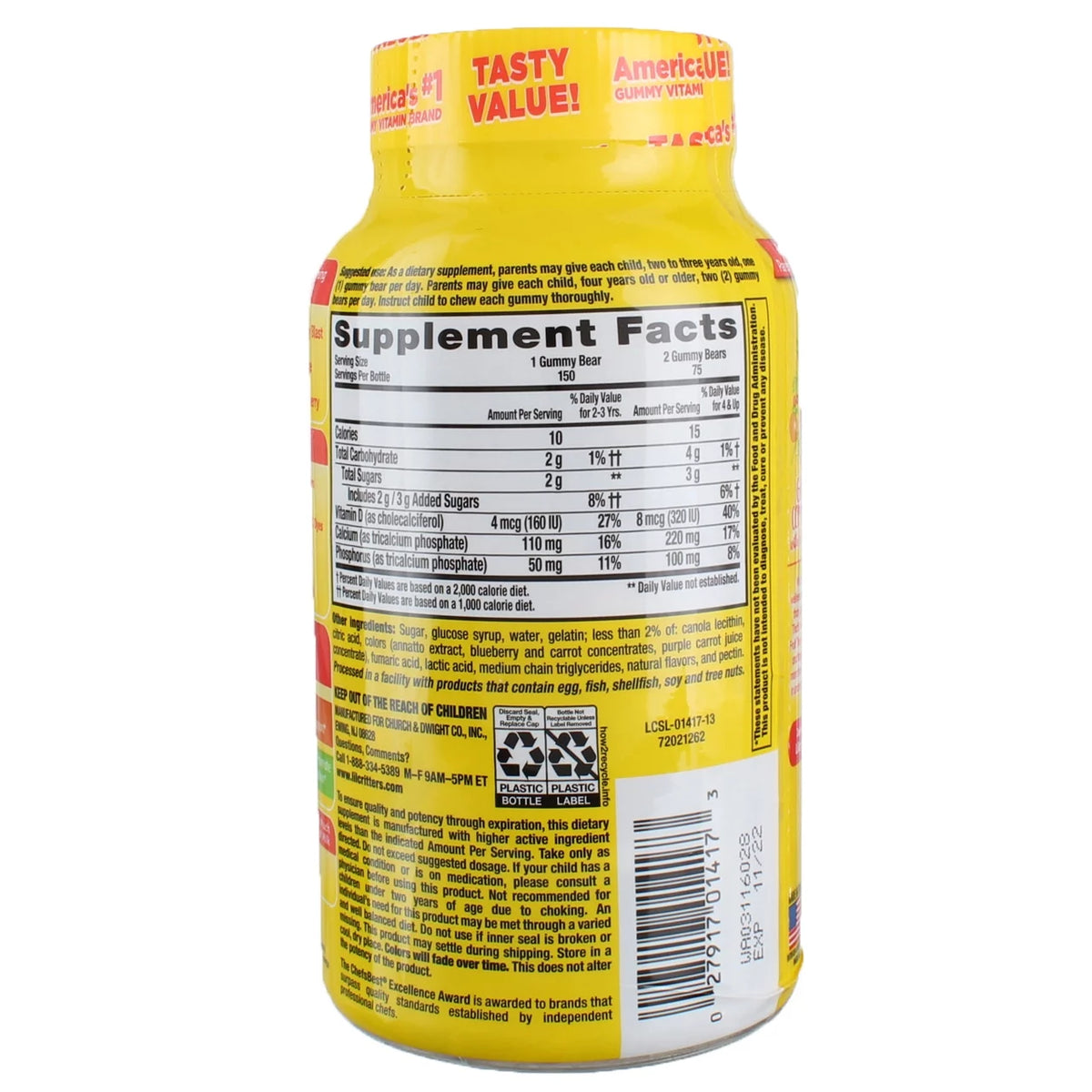Calcium Gummy Bears with Vitamin D3, 150 Ct (Pack of 2) J29032
