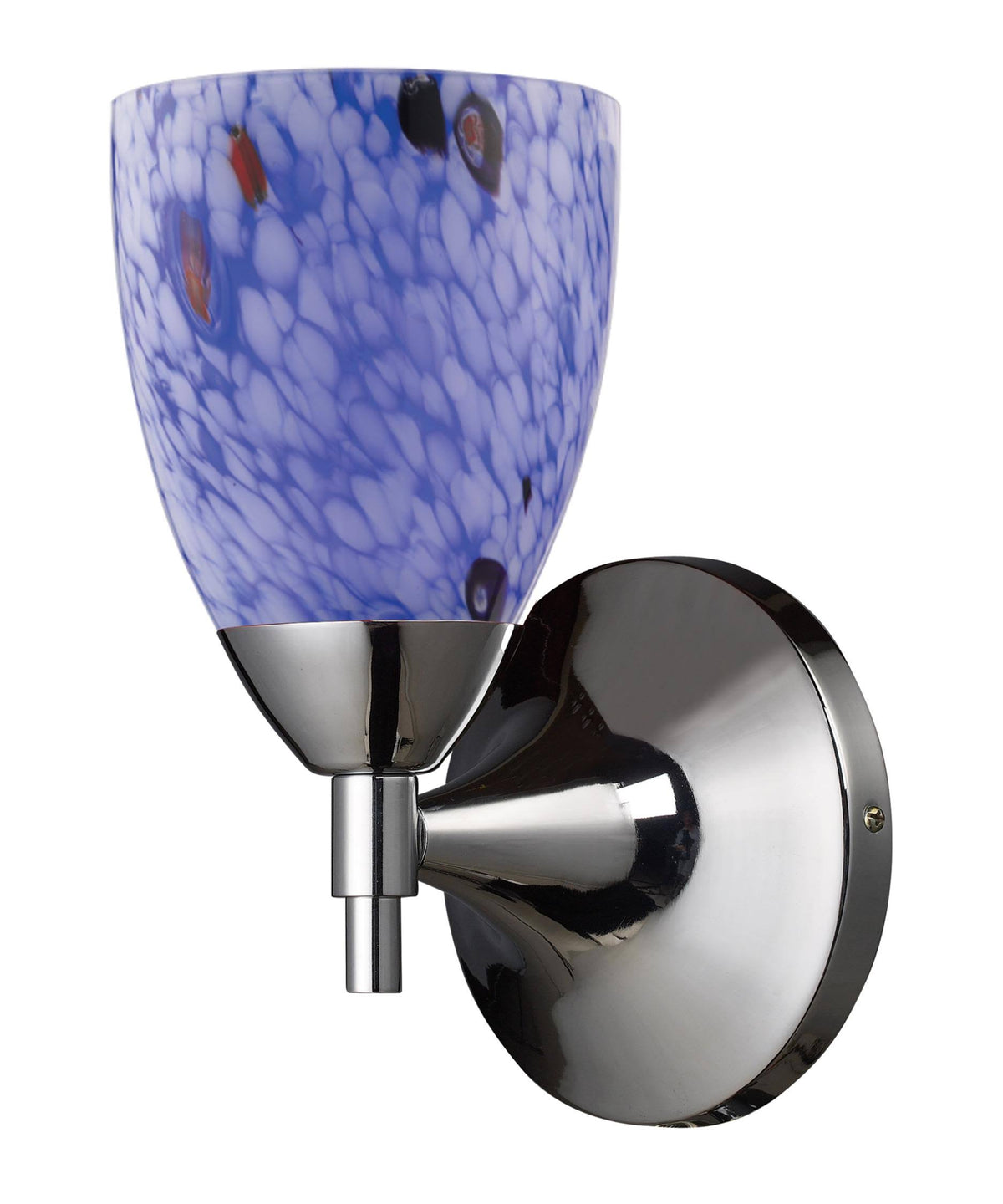 Polished Chrome 1-Light Sconce with Blue Glass N294337