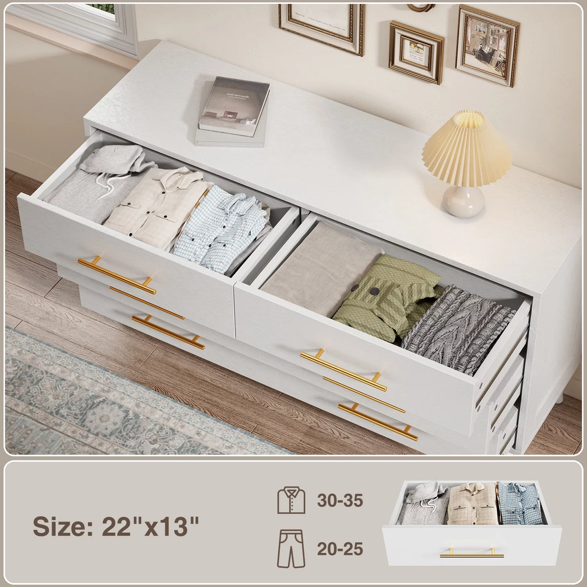 White 6 Drawer Dresser M29136