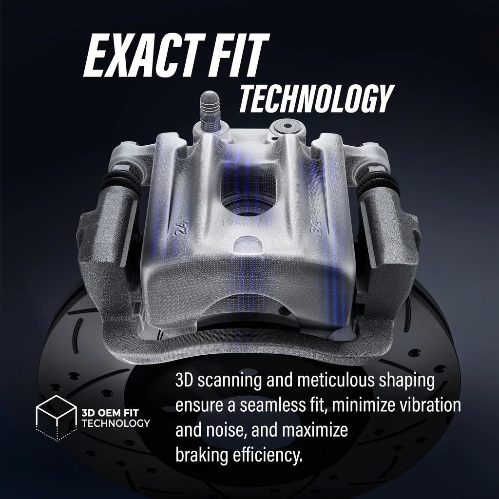 Front Disc Brake Caliper Coated Rotors And Semi-Metallic Pads Kit T5413