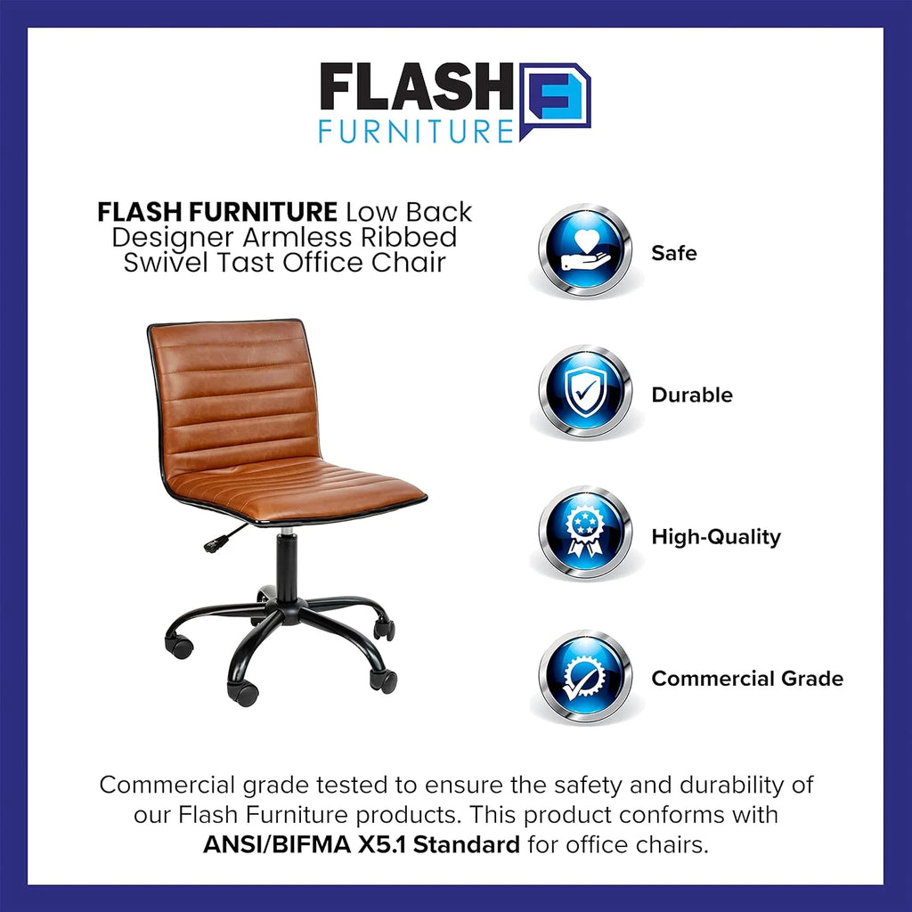 Brown Ribbed Swivel Office Chair S355