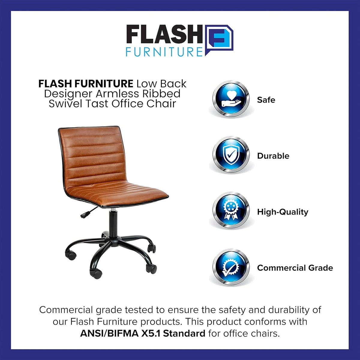 Brown Ribbed Swivel Office Chair S355