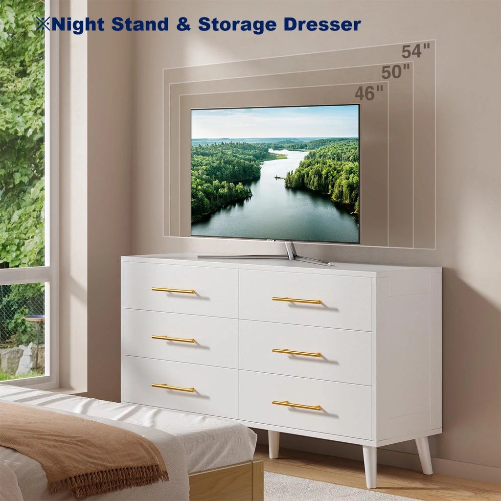 White 6 Drawer Dresser M29136