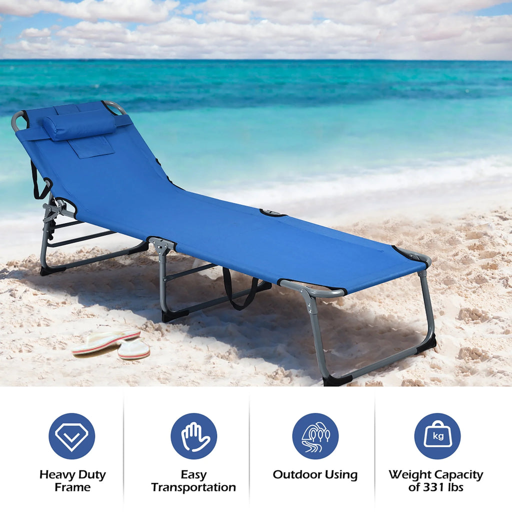 Foldable Lounge Chair Adjustable Recliner Beige M715496