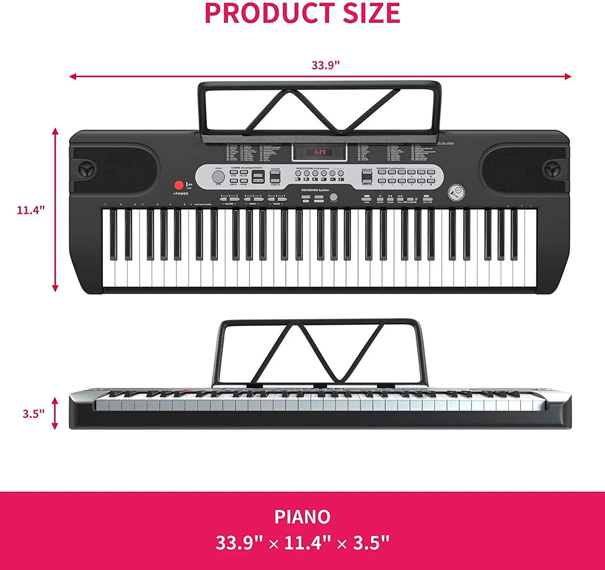 61 Key Portable Electric Keyboard with Microphone P50609